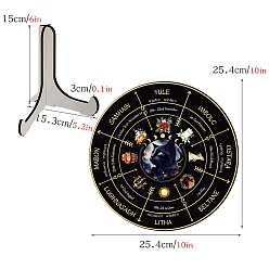 Cat Shape Календарь на деревянном колесе, деревянная витрина, черный держатель подставка, стеллаж для хранения маятников в деревенском стиле, ведьма, форма кошки, 254 мм
