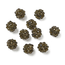 Obsidian Gewebte Perlen aus natürlichem Obsidian, Cluster-Perlen, facettiert, Runde, 8~9 mm, Bohrung: 1.6 mm