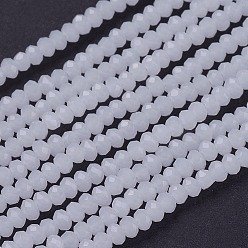 Белый Стеклянные бусины, имитация нефрита , граненые, рондель, белые, 3x2 мм, отверстие : 0.8 мм, около 135~140 шт / нитка, 11.81~13.38 дюйм (30~34 см)