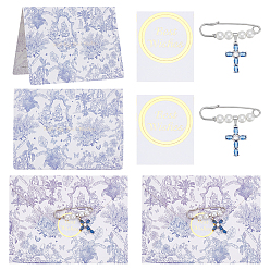 Платина 2шт. броши-булавки из сплава, с подвесками в виде крестов из пластиковых жемчужин и сплава стекла., наборы канцелярской бумаги и конвертов, платина, 2 мм