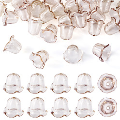 Gray 30Pcs Acrylic Bead Caps for Wind Chimes Making, Multi-Petal Flower, Gray, 21~24.5x13mm, Hole: 2mm