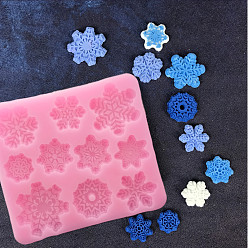 Hot Pink Food Grade Silicone Molds, Fondant Molds, For DIY Cake Decoration, Chocolate, Candy, UV Resin & Epoxy Resin Jewelry Making, Snowflake, Hot Pink, 91x82x7mm, Inner Size: 22~32mm