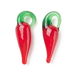 Красный Подвески лэмпворк ручной работы, острый перец, красные, 26~36x10~12x8~9 мм, отверстие : 2~4 мм