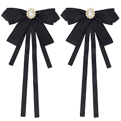 Черный 2шт. полиэстеровые булавки для бантиков, булавки для лацканов одежды из сплава, с имитацией жемчуга, чёрные, 240x125 мм