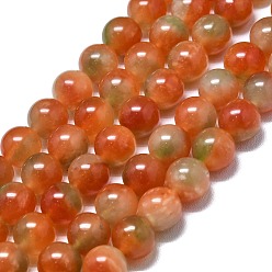 Темно-Оранжевый Натуральный Malaysia нефритовые бусы пряди, окрашенная и подогревом, круглые, темно-оранжевый, 10 мм, отверстие : 1.2 мм, около 39 шт / нитка, 14.96 дюйм (38 см)