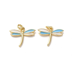 Dragonfly Латунь эмаль подвески, стрекоза, 11.5x15x2 мм, отверстие : 2 мм