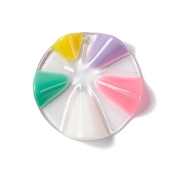 Pink Прозрачные смоляные подвески, волнистая плоская круглая подвеска, розовые, 26.5x6 мм, отверстие : 1 мм