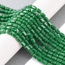 Темно-Зеленый Непрозрачное стекло бисер нитей, граненый ствол, темно-зеленый, 5~6x4 мм, отверстие : 1 мм, около 78~81 шт / нитка, 15.94''~18.82'' (40.5~47.8 см)
