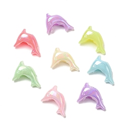 (52) Непрозрачная лаванда Непрозрачные акриловые бусины, AB цвет, дельфин, разноцветные, 13x13.5x6 мм, отверстие : 3.7 мм, Около 2631 шт / 500 г