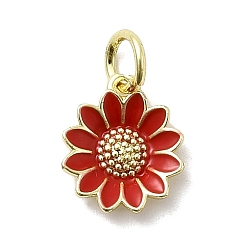 Красный Латунь эмаль подвески, , стойки покрытие, долговечный, без кадмия и без свинца, реальный 18 k позолоченный, с целью перехода в кольце, красные, 11.5x9.5x2.5 мм, отверстие : 3 мм