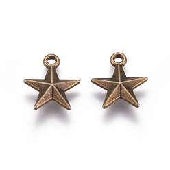 Античная Бронза Сплавочные подвески тибетского стиля, без кадмия, без никеля и без свинца, звезда, античная бронза, 16x14x4 мм, отверстие : 2 мм