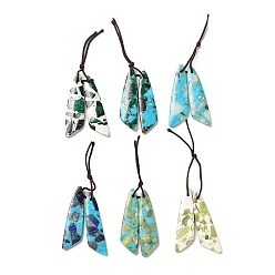 Смешанные камни Природные и синтетические смешанные подвески драгоценных камней, крылатые прелести, 44~45x12~12.5x4~5 мм, отверстие : 1.4 мм, 2 шт / пар