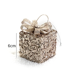 Светло-коричневый Рождественские блестящие пенопластовые подарочные коробки, подвесные украшения, для подвесных украшений на елку, загар, 60 мм