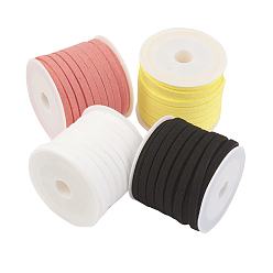 (52) Непрозрачная лаванда Шнуры из искусственной замши, искусственная замшевая кружева, разноцветные, 4x1.5 мм, около 5.46 ярдов (5 м) / рулон, 4 рулонов / набор