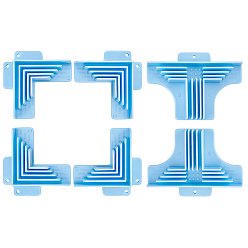 Deep Sky Blue 8Pcs Plastic Corner Guides for Chipboard Boxes, Corner Clamps, Scrapbooking Tools, Deep Sky Blue, 5.45~6.2x7.3~8.7x1.5cm