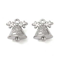 Christmas Bell Рождественские подвески из сплава с кристаллами и стразами, без свинца и без кадмия, платина, Рождественский колокольчик, 13x12x8.5 мм, отверстие : 1.3 мм