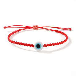 Красный Бусины лэмпворк плетеные браслеты из бисера для мужчин и женщин, злые глаза, красные, внутренний диаметр: 11 дюйм (28 см)