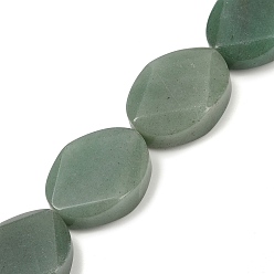 Зеленый Авантюрин Естественный зеленый авантюрин бисер нитей, ромбовидная огранка граненый овал, 29x22x10 мм, отверстие : 1~1.2 мм, около 14 шт / нитка, 15.91'' (40.4 см)