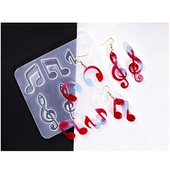 Musical Note DIY силиконовые формы кулон, формы для литья смолы, для diy уф смолы, изготовление украшений из эпоксидной смолы, музыкальная нота, 114x126x5 мм, отверстие : 1.5~1.8 мм, Внутренние размеры: 27~57x19~31 mm