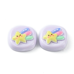 Thistle Opaque Cute Cartoon Resin Cabochons, Rectangle, Thistle, 15.5~17x16~17.5x7.5~8mm