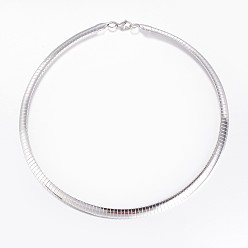 Stainless Steel Color Non-Tarnish 304 Stainless Steel Necklaces, with Lobster Clasps, Stainless Steel Color, Inner Diameter: 13.7cm(5-3/8 inch), 8x2mm