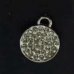 Платина Сплав класса хрустальный горный хрусталь, плоские круглые прелести, платина, 15.7x12.5x1.7 мм, отверстие : 2 мм