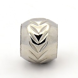 Stainless Steel Color Stainless Steel Beads, Large Hole Column Beads, Stainless Steel Color, 8x10mm, Hole: 6mm