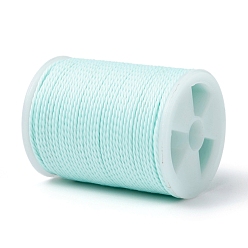 Light Cyan Round Waxed Polyester Cord, Taiwan Waxed Cord, Twisted Cord, Light Cyan, 1mm, about 12.02 yards(11m)/roll