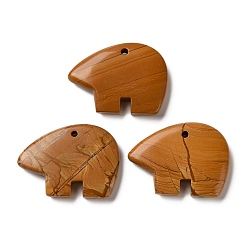 Деревянный Кружевный Камень Натуральное дерево кружева каменные подвески, амулеты в виде медведя зуни, 36~38x47~50x7.5~9 мм, отверстие : 3 мм