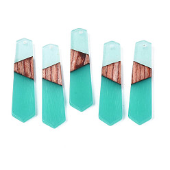 Светлый Морско-зеленый Подвески из смолы и ореха, стрелка, светло-зеленый, 49x12x3.5 мм, отверстие : 1.6 мм