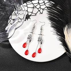 Античное Серебро Серьги-подвески из сплава в виде меча и сердца в готическом стиле, серьги-кисточки в форме капли, античное серебро, 99x13.5 мм