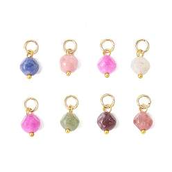 Золотой Подвески из натурального цветного турмалина, с 304 кольцами из нержавеющей стали, золотые, 10.5x6.5~7 мм, отверстие : 3.5 мм