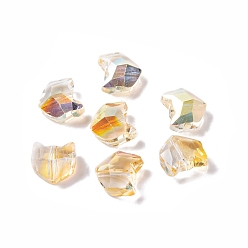 (932FM) Темно-синий аква-матовый с подкладкой 100 шт. Гальванические стеклянные бусины, форма кошки, граненые, темно-золотистые, 8.5x8.5x5 мм, отверстие : 1 мм