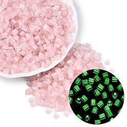 Pink Бисер из матового стекла класса А (FGB), треугольные, светящееся свечение в темноте, Центр окрашенные, розовые, 3.5x3.5x3.5 мм, отверстие : 1.2~1.4 мм, Около 7500 шт / фунт