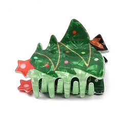 Рождественская елка Рождественские заколки-краб с уксусной кислотой для женщин и девочек, со сплавочной фурнитурой, рождественская елка, 51.5x72.5x43.5 мм