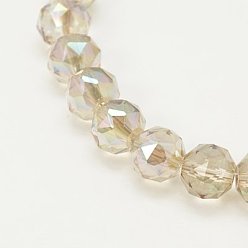 Лимонный шифон Стеклянные бусины с гальваническим покрытием , с полным покрытием цвета радуги, граненые, круглые, лимонный шифон, 8 мм, отверстие : 1 мм