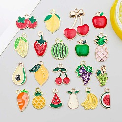 (52) Непрозрачная лаванда 20 шт. Подвески из сплава эмали, фрукты, золотые, разноцветные, 12~24.5x11~21x1~3 мм, отверстие : 1.5~2 мм