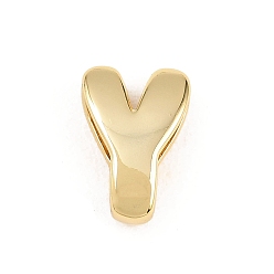 Letter Y Латунные бусины, долговечный, стойки покрытие, без свинца и без кадмия, реальный 18 k позолоченный, Письмо Y, 14x9x5 мм, отверстие : 11x3 мм