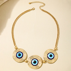 Золотой Ожерелья-нагрудники с тройной синей эмалью для женщин, золотые, 16.54 дюйм (42 см)