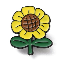 Цветок Эмалевые булавки, булавки для лацканов из сплава для одежды рюкзака, подсолнечник, 28x23 мм