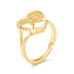 Letter W Регулируемые кольца с алфавитом из настоящей позолоченной латуни 18k, сердце с начальным кольцом обещания для женщин, без кадмия и без свинца, буква.w, размер США 5 1/4 (15.9 мм)