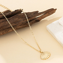 Shell Shape Летние пляжные ожерелья с подвесками из сплава для женщин, золотые, формы раковины, 14.57 дюйм (37 см)