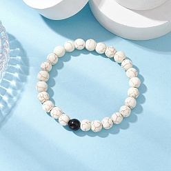 Белый Браслеты из синтетических бирюзовых бусин для женщин и мужчин, окрашенные, белые, внутренний диаметр: 2-1/8 дюйм (5.5 см)