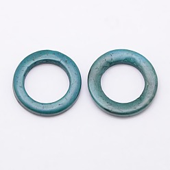 Cadet Blue Dyed Wood Jewelry Findings Coconut Linking Rings, Cadet Blue, 20~23x2~5mm