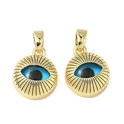 Настоящее золото 18K Латунь стекло амулеты, глаз, реальный 18 k позолоченный, 13.5x11x5 мм, отверстие : 2.5x4.5 мм