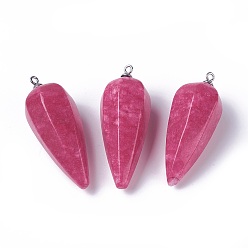 Белый Нефрит Натуральные белые нефритовые подвески, фурнитура из нержавеющей стали , конус, окрашенные, цвет нержавеющей стали, 50~53x19~21 мм, отверстие : 2 мм