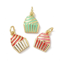 (52) Непрозрачная лаванда Латунь эмаль подвески, кекс прелести, стойки покрытие, без кадмия и без свинца, долговечный, реальный 18 k позолоченный, с целью перехода в кольце, разноцветные, 13x9.5x3.5 мм, отверстие : 3.5 мм