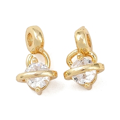 Настоящее золото 18K Латунные микро проложить кубического циркония подвески, круглые, без кадмия и без свинца, стойки покрытие, долговечный, реальный 18 k позолоченный, 10x5.5x5 мм, отверстие : 1.8 мм