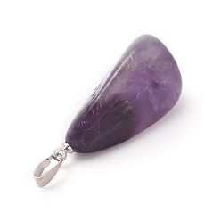 Amethyst Natural Amethyst Pendants, with Platinum Tone Brass Findings, Nuggets, 23~30x13~22x12~20mm, Hole: 5x3mm