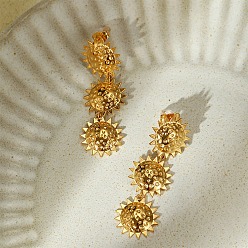 Золотой 304 серьги нержавеющей стали, солнечные кисточки, золотые, 46.5x17.9 мм